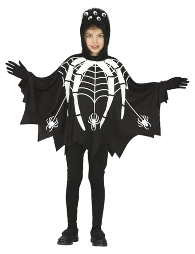 FIESTAS GUIRCA Spinnenkostüm Glow in the Dark - Schwarzer Poncho mit Kapuze für Kinder von 10–12 Jahren FIESTAS GUIRCA Spinnenkostüm Glow in the Dark - Schwarzer Poncho mit Kapuze für Kinder von 10–12 Jahren von FIESTAS GUIRCA