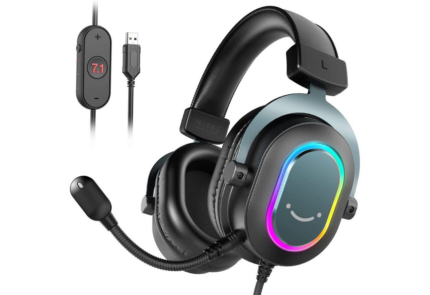 FIFINE Headset Gaming PC PS4 PS5 mit Mikrofon Over-Ear Kopfhörer mit Kabel Gaming-Headset (RGB-Design, 3 Sound-Modi, Surround-Sound und Ohrpolster) von FIFINE