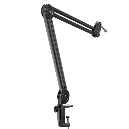 FIFINE Mikrofon Arm, Einstellbarer Mikrofon Ständer, 3/8" bis 5/8" Adapter, Mikrofonclip, DREI Kabelbinder von FIFINE
