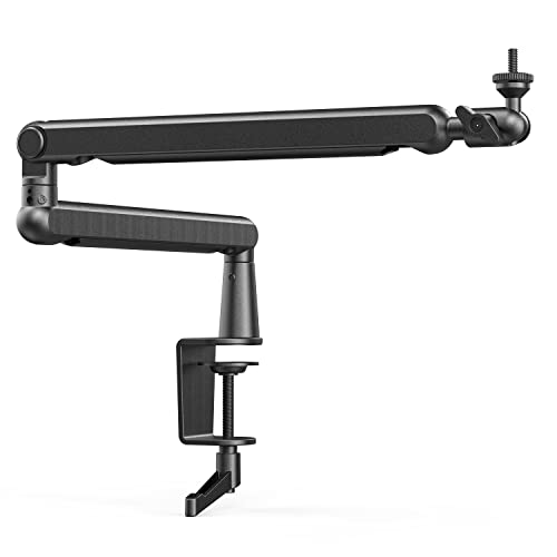 FIFINE Mikrofon Arm, flach einstellbarer Stangen Mikrofon Ständer mit Mikrofonclip, Schraubenadapter, Kabelmanagement, für Podcast, Streaming, Gaming, Studio von FIFINE