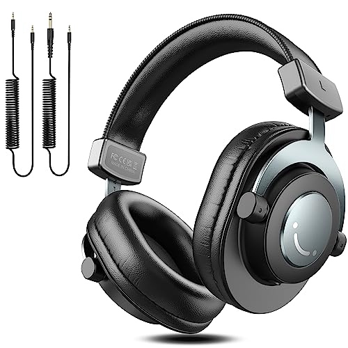 FIFINE Over Ear Kopfhörer mit Kabel, Studio Kopfhörer mit 6.35 & 3.5mm Klinke und 50mm Treiber, Geschlossene DJ Headphones für Monitor, Studio, Podcast, Recording, Handy, PC, Mixer, Xbox von FIFINE