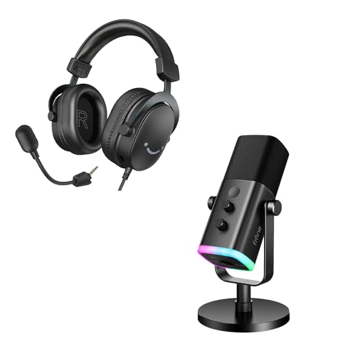 FIFINE USB XLR Streaming Mikrofon und Gaming Headset, Dynamisch Microphone und Over Ear Kopfhörer mit Kabel, für Mixer Soundkarten Podcast Streaming Studio MacOS Windows PS4 PS5 Xbox Switch (AM8+H9) FIFINE USB XLR Streaming Mikrofon und Gaming Headset, Dynamisch Microphone und Over Ear Kopfhörer mit Kabel, für Mixer Soundkarten Podcast Streaming Studio MacOS Windows PS4 PS5 Xbox Switch (AM8+H9) von FIFINE