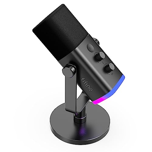 FIFINE XLR Gaming Mikrofon für Streaming Podcast Studio, USB Dynamisch Microphone PC mit Stummschalttaste, für PS4/5 Mac Mixer Soundkarten von FIFINE