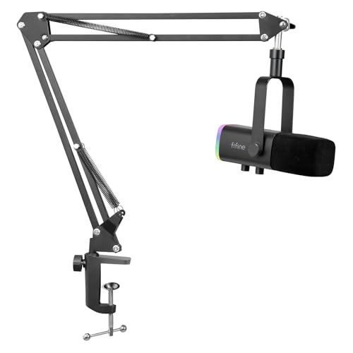 FIFINE XLR Streaming Mikrofon mit Arm für Podcast Studio, USB Dynamisch Microphone Gaming PC mit Stummschalttaste, für PS4/5 Mac Mixer Soundkarten von FIFINE