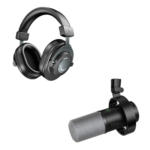 FIFINE XLR Studio Mikrofon Dynamisches und Over Ear Kopfhörer mit Kabel, USB Microphone und Studio Kopfhörer mit 6.35&3.5mm Klinke, für PS4/5 Mixer Soundkarten Monitor Podcast Handy Xbox (K688+H8) FIFINE XLR Studio Mikrofon Dynamisches und Over Ear Kopfhörer mit Kabel, USB Microphone und Studio Kopfhörer mit 6.35&3.5mm Klinke, für PS4/5 Mixer Soundkarten Monitor Podcast Handy Xbox (K688+H8) von FIFINE