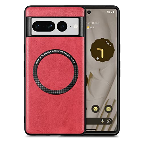 FIFTHAVE Google Pixel 6 Hülle Leder,Handyhülle Google 6 kompatibel mit MagSafe Lederhülle Magnetisch Schutzhülle Google 6 Leather Dünn Case Cover TPU Stoßfeste Bumper 6.4'' Rot von FIFTHAVE