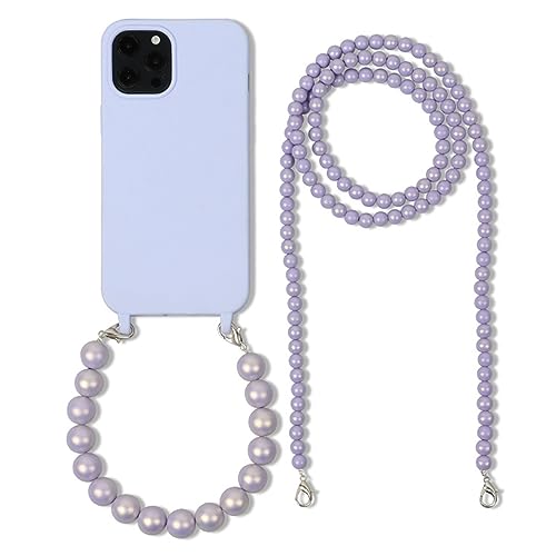 FIFTHAVE Handykette Handyhülle für iPhone 11 Pro Max mit Perlen Armband Necklace Hülle mit Band,Chain Pearl TPU Schutzhülle für iPhone 11 Pro Max 6.5''Silikon Case Kordel Lanyard Bumper,Violett von FIFTHAVE
