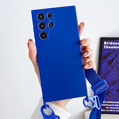 FIFTHAVE Handykette für Samsung Galaxy S21 FE Handyhülle Necklace Hülle mit Band Galaxy S21 FE 5G 6.4''Lanyard Silikon Case mit Kordel Ultradünn Stoßfest Schutzhülle Stossfest Bumper Cover-Blau von FIFTHAVE