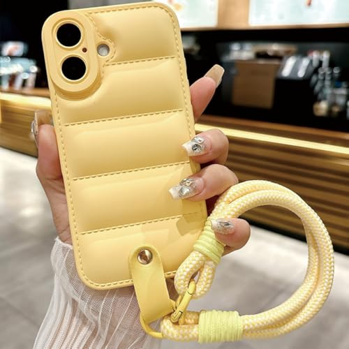FIFTHAVE Handykette für iPhone 16 Plus Hülle mit Armband,Handyband Handyhülle iPhone 16 Plus Weiche Silikon Case Flexible Robustem TPU Schutzhülle mit Nylon Band Stoßfest Bumper Cover Gelb FIFTHAVE Handykette für iPhone 16 Plus Hülle mit Armband,Handyband Handyhülle iPhone 16 Plus Weiche Silikon Case Flexible Robustem TPU Schutzhülle mit Nylon Band Stoßfest Bumper Cover Gelb von FIFTHAVE