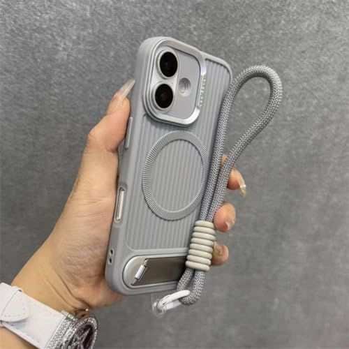 FIFTHAVE Handykette für iPhone 16 Plus Hülle mit Band,Magnetische Handyhülle iPhone 16 Plus mit Ständer Schutzhülle mit Schnur Fallschutz Weiche TPU Case zum Umhängen Case Stoßfest Cover Grau FIFTHAVE Handykette für iPhone 16 Plus Hülle mit Band,Magnetische Handyhülle iPhone 16 Plus mit Ständer Schutzhülle mit Schnur Fallschutz Weiche TPU Case zum Umhängen Case Stoßfest Cover Grau von FIFTHAVE