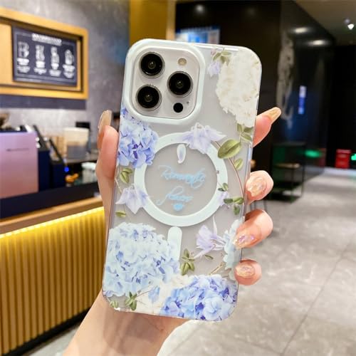 FIFTHAVE Magnetisch Handyhülle iPhone 15 pro Blumen Hülle Kompatibel mit MagSafe,Mattierte Hardcase Schutzhülle iPhone 15 pro Hart PC Case Aesthetic Flowers Weich TPU Cover 6.1'' Blumen03 von FIFTHAVE