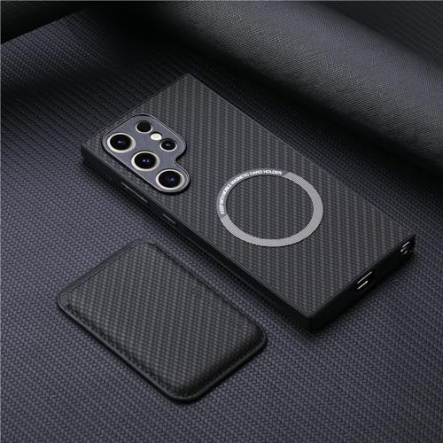FIFTHAVE Magnetische Handyhülle für Samsung Galaxy S25 Plus mit Kartenhalter Hülle Kompatibel mit MagSafe,Wallet Case Samsung Galaxy S25 Plus Schutzhülle PU-Leder Cover Weiche TPU Stoßfeste Schwarz von FIFTHAVE