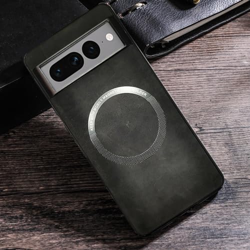 FIFTHAVE PU Handyhülle Google 8 pro Leder Hülle kompatibel mit MagSafe 6.7'' Leather Dünn Schutzhülle Premium Lederhülle TPU Bumper Case Stoßfeste Cover für Google Pixel 8 pro Schwarz von FIFTHAVE