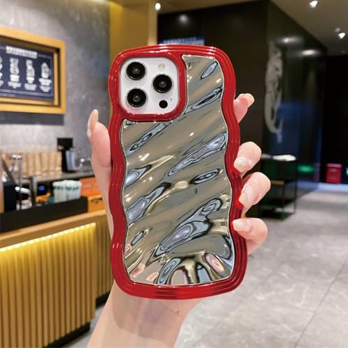 FIFTHAVE für iPhone 12 Hülle Glitzer,Niedlich Silikon Handyhülle iPhone 12 mit Wave Rahmen Case Wasser Ripple Muster für Frauen Mädchen Weiche TPU Schutzhülle Stoßfest Cover Rot FIFTHAVE für iPhone 12 Hülle Glitzer,Niedlich Silikon Handyhülle iPhone 12 mit Wave Rahmen Case Wasser Ripple Muster für Frauen Mädchen Weiche TPU Schutzhülle Stoßfest Cover Rot von FIFTHAVE