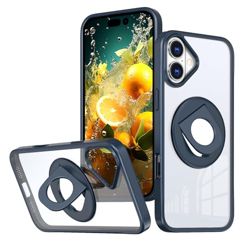 FIFTHAVE für iPhone 12 Hülle mit Ständer,Magnetische Handyhülle iPhone 12 Transparent Case Unsichtbarem Ständer Ultra Dünne Schutzhülle Klar Kabellosem Laden Stoßfeste Cover Blau von FIFTHAVE