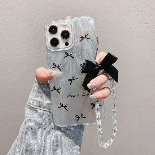FIFTHAVE für iPhone 15 Hülle Glitzer mit Band,Süßes Schleife Handyhülle iPhone 15 Dünne Case mit Bownot Muster Armband Glitter Perlen Schutzhülle Kette Girls Hart PC Cover Schwarz02 FIFTHAVE für iPhone 15 Hülle Glitzer mit Band,Süßes Schleife Handyhülle iPhone 15 Dünne Case mit Bownot Muster Armband Glitter Perlen Schutzhülle Kette Girls Hart PC Cover Schwarz02 von FIFTHAVE