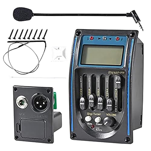 1 Set Tonabnehmer für Akustikgitarre, Vorverstärker für Gitarre, Piezo-Tonabnehmer + Mikrofon, LCD-Display von FIGGRITID