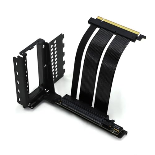 FIGGRITID Vertikale GPU-Montagehalterung, Grafikkartenhalter-Kit mit PCI-E 4.0 X16 Riser-Kabel, 90 Grad Rechtwinklige Stahlplatte + Kunststoff + Metall, 500450146 von FIGGRITID