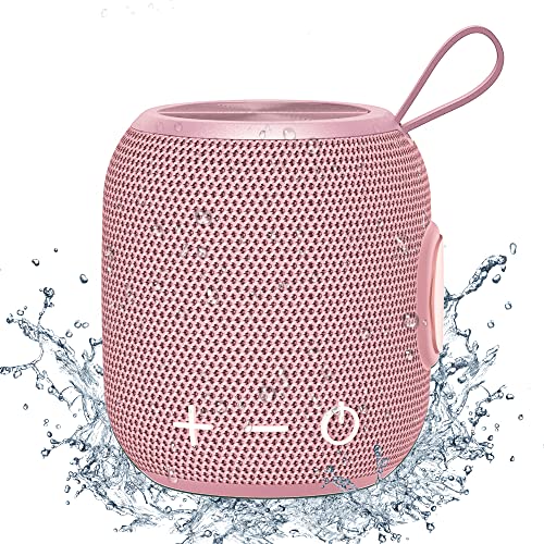 FIGMASU Lautsprecher Boxen Bluetooth Tragbarer Mini Bluetooth 5.0 Kabelloser Lautsprecher, 360 HD Surround Sound und Satter Stereo Bass, IPX7 Wasserdicht für Reisen, Pool und Dusche (pink) von FIGMASU