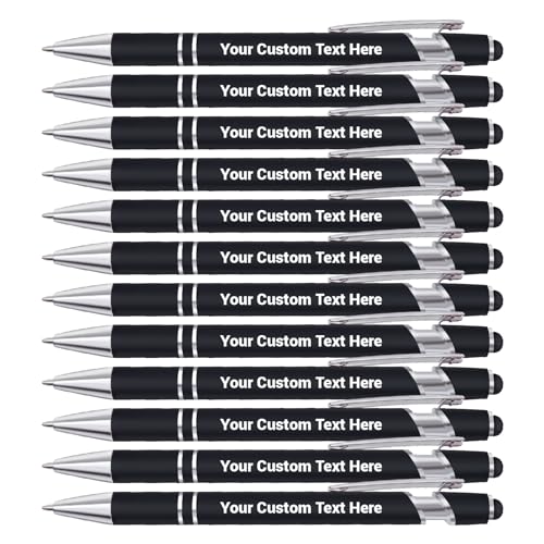 FIKCIK Personalisierter Kugelschreiber mit Namen/Logo, Personalisierte Business Stifte für Tagebuch und Büroschreibset für Weihnachten, Abschluss, Jubiläum, Büro, Glattes Schreiben,12PCS-Schwarz FIKCIK Personalisierter Kugelschreiber mit Namen/Logo, Personalisierte Business Stifte für Tagebuch und Büroschreibset für Weihnachten, Abschluss, Jubiläum, Büro, Glattes Schreiben,12PCS-Schwarz von FIKCIK