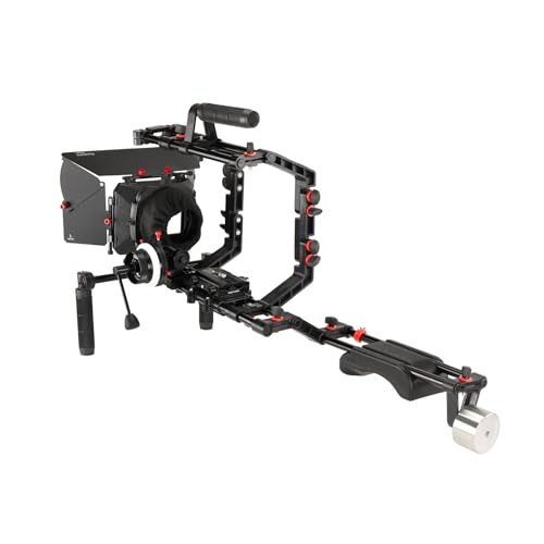 FILMCITY DSLR-Kamerakäfig Schultermontage-Rig-Kit (FC-03) mit Follow Focus & Matte Box | Schulterstabilisator Unterstützung für Video DV Camcorder HD DSLR | Bestes erschwingliches Kit von FILMCITY