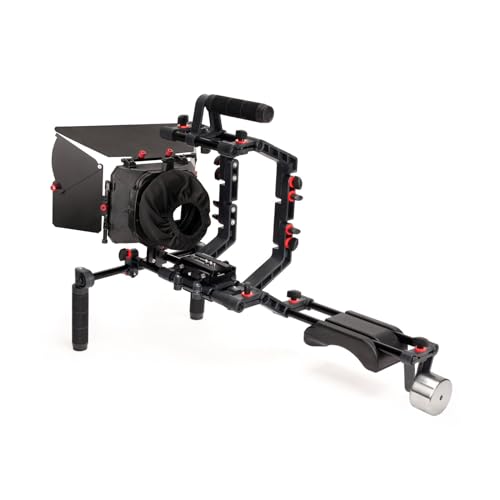 FILMCITY Kamera-Schulterstütz-Rig-Kit mit Käfig und Mattebox für DSLR-Videocamcorder. Verstellbare Halterungen und Griffe. Passend für mehrere Objektive mit einem Durchmesser von bis zu 95 m (FC-02) FILMCITY Kamera-Schulterstütz-Rig-Kit mit Käfig und Mattebox für DSLR-Videocamcorder. Verstellbare Halterungen und Griffe. Passend für mehrere Objektive mit einem Durchmesser von bis zu 95 m (FC-02) von FILMCITY