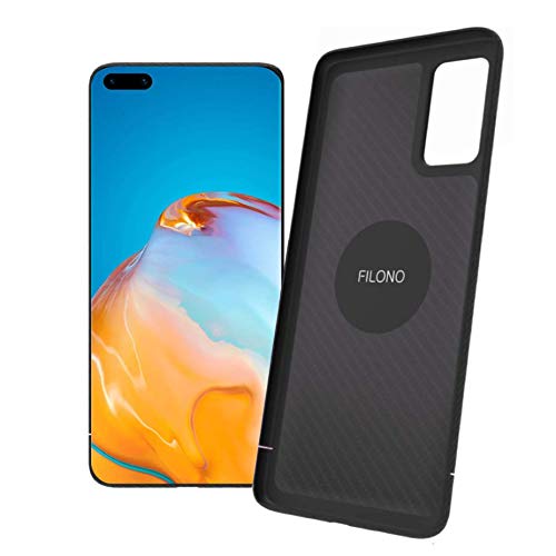 FILONO Huawei P40 Pro Hülle Magnet fixierbar ultradünn Carbon, Kratzfest, schwarz-matt-chic von FILONO