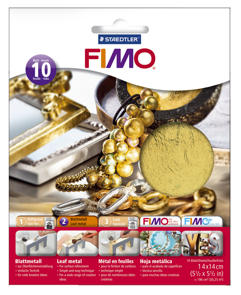 FIMO Blattmetall, gold, 10 Blatt von FIMO