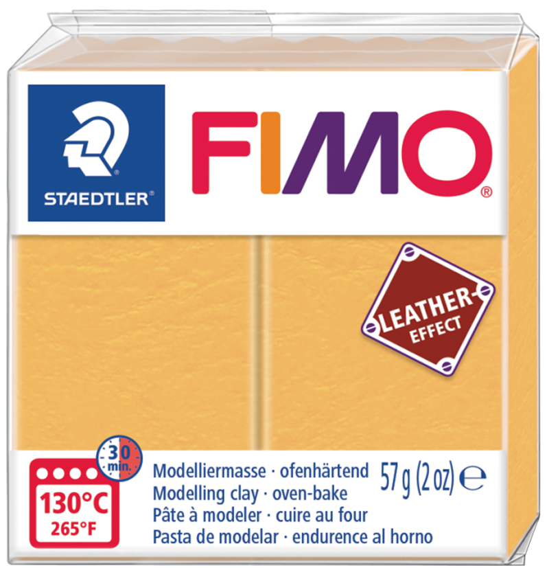 FIMO EFFECT LEATHER Modelliermasse, safrangelb, 57 g von FIMO