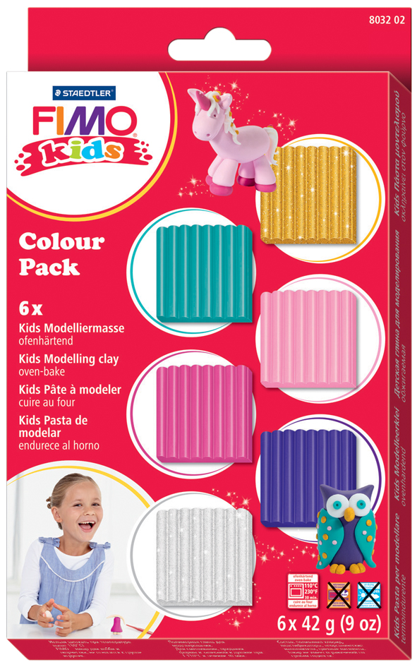FIMO kids Modelliermasse-Set Colour Pack , girlie, , 6er Set von FIMO