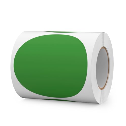 FINDAT Grün Selbstklebend Etiketten 100 mm Rund Vinyl Rolle Wasserdichte Klebeetiketten Universal Aufkleber für Büro DIY Umzug Lagerregale 300 Stück von FINDAT