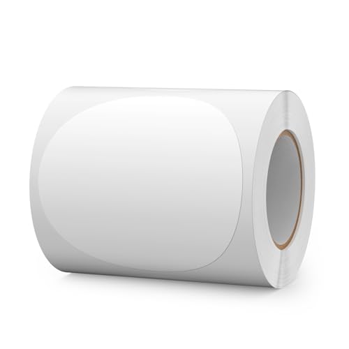 FINDAT Weiß Selbstklebend Etiketten 100 mm Rund Vinyl Rolle Wasserdichte Klebeetiketten Universal Aufkleber für Büro DIY Umzug Lagerregale 300 Stück von FINDAT