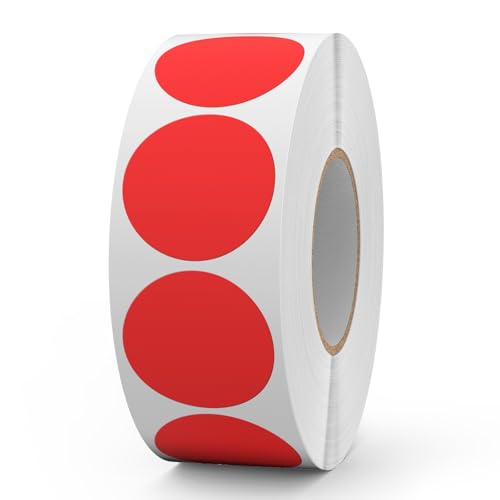FINDAT Rot Selbstklebend Etiketten 38 mm Rund Vinyl Rolle Wasserdichte Klebeetiketten Universal Aufkleber für Büro DIY Umzug Lagerregale 1000 Stück von FINDAT