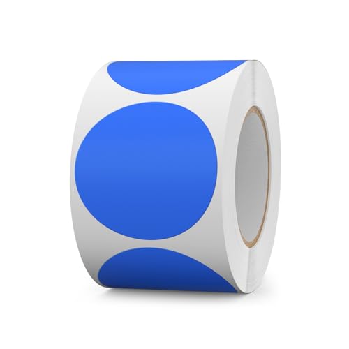 FINDAT Blau Selbstklebend Etiketten 50 mm Rund Vinyl Rolle Wasserdichte Klebeetiketten Universal Aufkleber für Büro DIY Umzug Lagerregale 500 Stück von FINDAT