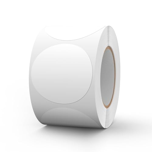 FINDAT Weiß Selbstklebend Etiketten 50 mm Rund Vinyl Rolle Wasserdichte Klebeetiketten Universal Aufkleber für Büro DIY Umzug Lagerregale 500 Stück von FINDAT