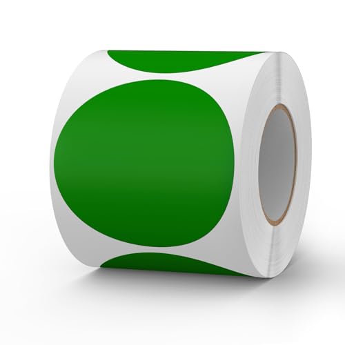 FINDAT Grün Selbstklebend Etiketten 76 mm Rund Vinyl Rolle Wasserdichte Klebeetiketten Universal Aufkleber für Büro DIY Umzug Lagerregale 500 Stück von FINDAT