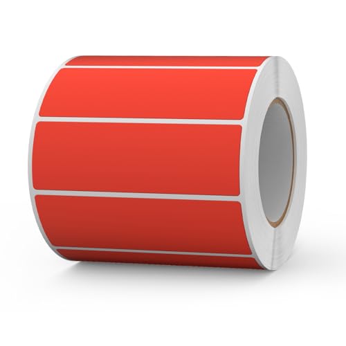 FINDAT Rot Selbstklebend Etiketten 76 × 25 mm Rechteckig Vinyl Rolle Wasserdichte Klebeetiketten Universal Aufkleber für Büro DIY Umzug Lagerregale 1000 Stück von FINDAT