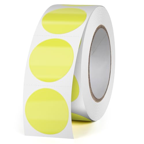 FINDAT Gelb 1" Runde Thermo-Etiketten Rollen Selbstklebende Drucker-Etiketten Kreis Vinyl Wasserdicht Klebepunkte Aufkleber für Büro Logo Design QR Versand 500 Stück Yellow FINDAT Gelb 1" Runde Thermo-Etiketten Rollen Selbstklebende Drucker-Etiketten Kreis Vinyl Wasserdicht Klebepunkte Aufkleber für Büro Logo Design QR Versand 500 Stück Yellow von FINDAT