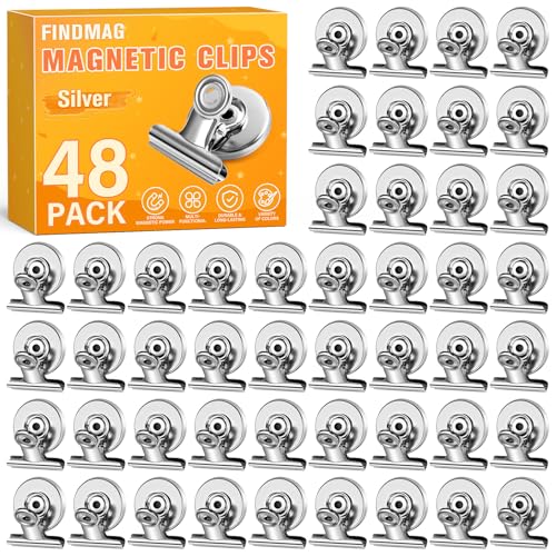 FINDMAG Magnetische Clips, Kühlschrankmagnete, robuste Clips, Whiteboard-Magnet-Clips, starke Clips, kratzfreie Metall-Magnet-Clips für Kühlschrank, Whiteboard, Küche, Büro, Silber, 48 Stück FINDMAG Magnetische Clips, Kühlschrankmagnete, robuste Clips, Whiteboard-Magnet-Clips, starke Clips, kratzfreie Metall-Magnet-Clips für Kühlschrank, Whiteboard, Küche, Büro, Silber, 48 Stück von FINDMAG