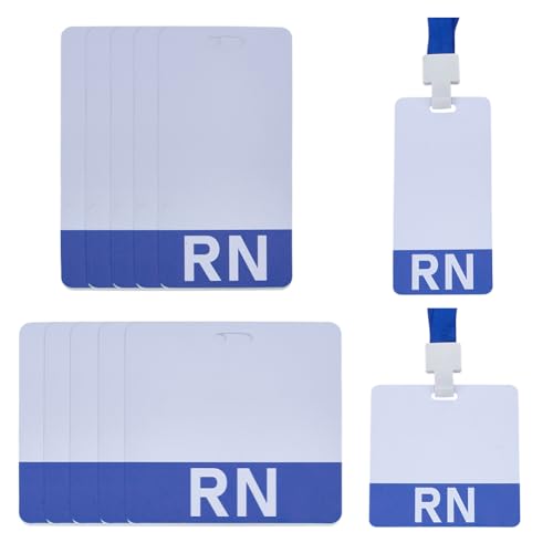 FINGERINSPIRE 12 Stück Rechteckige Doppelseitige RN Krankenschwester Abzeichenanhänger 11.5x5.5cm /8.6x8.4cm RN Ausweishalter Aus PVC Identifikationskarte Mit Blauem Hintergrund Für Krankenschwestern von FINGERINSPIRE