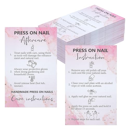 FINGERINSPIRE 240 Blatt Anleitungskarten Zum Aufdrücken von Nägeln 5.4x8.7cm Große Rechteckige Anzeigekarten Mit Nagelanleitung Und Pflegetipps Für Nagelkünstler Verkäufer Und Heimwerker von FINGERINSPIRE