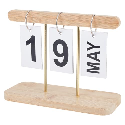 FINGERINSPIRE Ewiger Flip Kalender Holz Tischkalender 2023-2024 Braun Stehender Flip Kalender Für Den Schreibtisch Tägliche Schreibtischdekoration Motivationskalender Desktop Zubehör Für Das Büro von FINGERINSPIRE