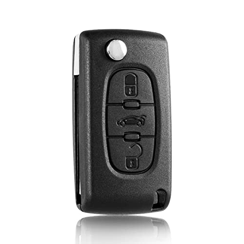 3-Tasten Gehäuse der Fernbedienung Typ Messer für Peugeot 207 308 407 607 807 und Citroen C2 C3 C4 C5 C6 C8 DS3 DS4 - Auto Schlüsselgehäuse, Pilot Autoschlüssel (Befestigung-Elektronikplatte) von FINTERRY