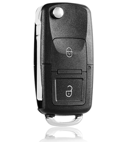 Autoschlüssel Gehäuse kompatibel mit Volkswagen Golf Passat Bora Transporter Skoda Ocatvia Superb Fabia Seat Ibiza Leon Toledo Arosa - Auto Schlüsselgehäuse Pilot Autoschlüssel 2 Tasten von FINTERRY