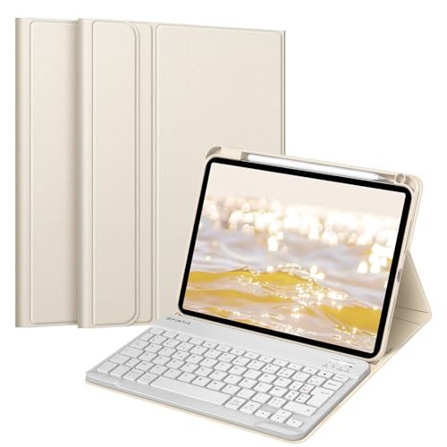 FINTIE Französische AZERTY-Tastatur für iPad Pro 11 Zoll 2024 M4 (A2836/A2837/A3006) – kabellose Tastatur, stoßfeste Rückseite, Multi-Positions-Abdeckung, Sternenlicht von FINTIE