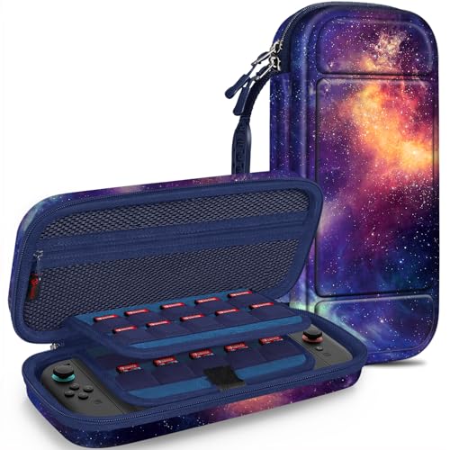 FINTIE Tragetasche für Nintendo Switch 2 (2025), [Stoßfest] Hartschalen-Schutzhülle, tragbare Reisetasche mit 20 Spielkartenfächern & Innentasche für Zubehör (Glaxy) von FINTIE