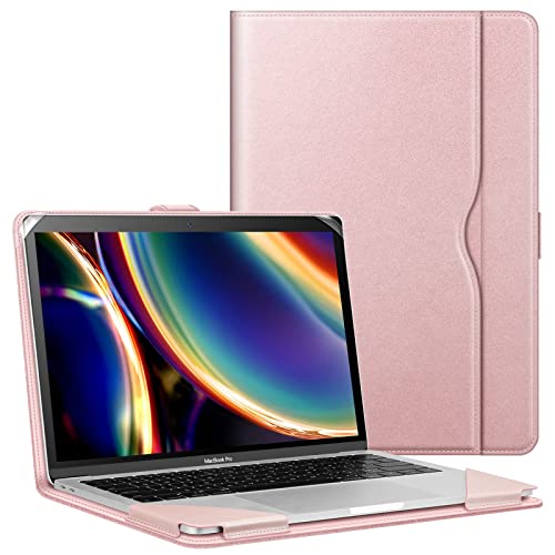 Fintie Hülle Kompatibel mit MacBook Air 13.6 (2024-2022 M3 M2), MacBook Air 13 (2020-2018 M1) / Pro 13 (2022-2016 M2 M1), Folio Book Schutzhülle mit Dokumentschlitze, Roségold von FINTIE