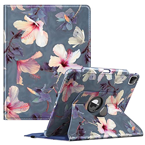 Fintie Hülle für iPad Pro 12.9 Zoll 6.Generation 2022/iPad Pro 12.9 2021/2020/2018 mit Stifthalter - Schutzhülle Cover mit 360 Grad drehbarem Ständer und Auto Schlaf/Wach Funktion, Hibiskus Fintie Hülle für iPad Pro 12.9 Zoll 6.Generation 2022/iPad Pro 12.9 2021/2020/2018 mit Stifthalter - Schutzhülle Cover mit 360 Grad drehbarem Ständer und Auto Schlaf/Wach Funktion, Hibiskus von FINTIE
