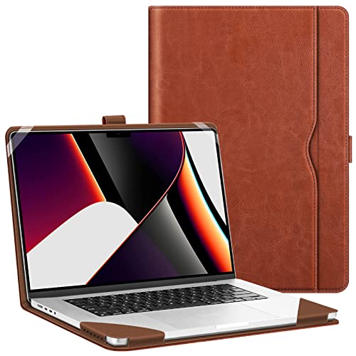 Fintie Sleeve Case für MacBook Pro 16 Zoll Hülle A3403 A3186 A2991 A2780 A2485 A2141 (2019 2020 2021 2022 2023 2024 Release), Premium PU Leder Schutzhülle Folio Book Cover, Braun von FINTIE
