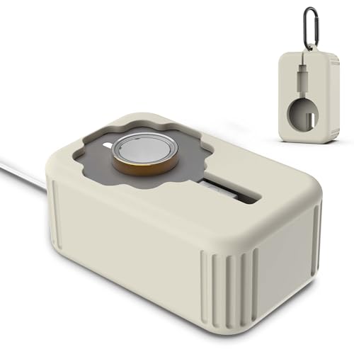 Oura Ring Gen 4 Ladegerät-Schutzhülle, weiches Silikon, Oura Ring 4 Ladeabdeckung, sturz-/staubalterungsbeständig, für Oura Ring Gen4 Ladegerät-Organizer mit Schlüsselanhänger, gebrochenes Weiß von FIOPAZ